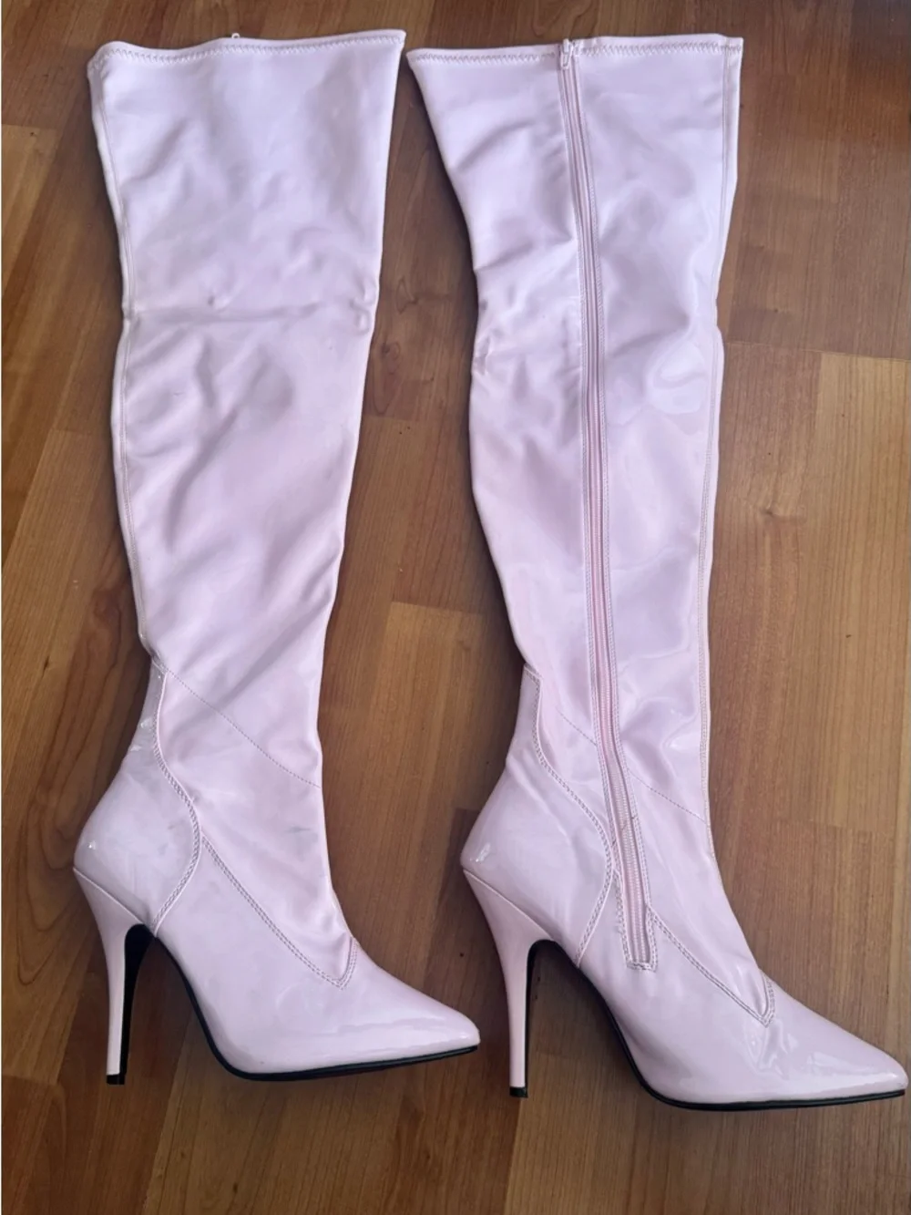 Baby Pink Over the Knee Stiletto Boots (US 8)